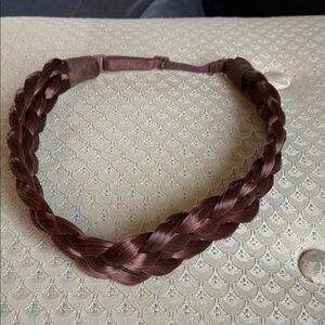 Braided Synthetic Headband in Chestnut Brown, adjustable